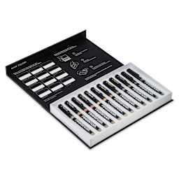 Karin Realbrush Pigment Markers - Nude Colors, Set of 12, markers inside the box with lid open