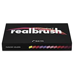 Karin Realbrush Pigment Markers - Passion Colors, Set of 12, box closed laid flat