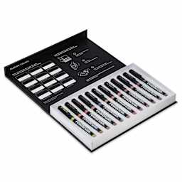 Karin Realbrush Pigment Markers - Passion Colors, Set of 12, markers inside box with lid open