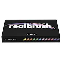 Karin Realbrush Pigment Markers - Pastel Colors, Set of 12, box closed laid flat