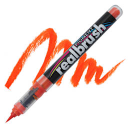Karin Realbrush Pigment Marker - Orange Red, swatch and marker