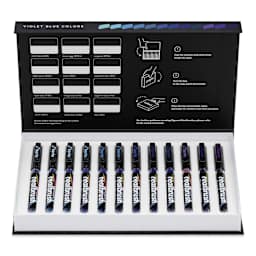 Karin Realbrush Pigment Markers - Violet Blue Colors, Set of 12, markers inside box