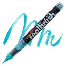 Karin Realbrush Pigment Marker - Cool Aqua, swatch and marker