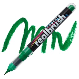 Karin Realbrush Pigment Marker - Green, swatch and marker