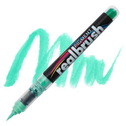 Karin Realbrush Pigment Marker - Pastel Green, swatch and marker