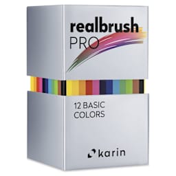 Karin Realbrush Pro Markers - Basic Colors, Set of 12, closed box