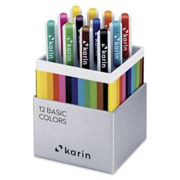 Karin Realbrush Pro Markers - Basic Colors, Set of 12, open box