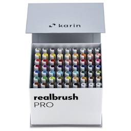 Karin Realbrush Pro Markers - Mega Box, Set of 63, markers shown inside box