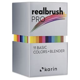 Karin Realbrush Pro Markers - Basic Colors and Blender, Set of 12, closed box