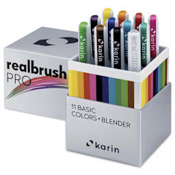 Karin Realbrush Pro Markers - Basic Colors and Blender, Set of 12, markers shown