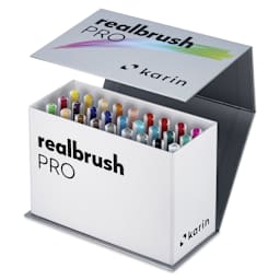Karin Realbrush Pro Markers - Mini Box, Set of 27, lif of the box opened