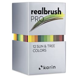 Karin Realbrush Pro Markers - Sun and Tree Colors, Set of 12, box closed