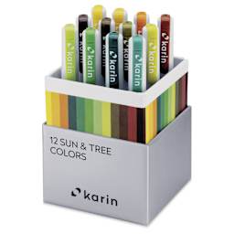 Karin Realbrush Pro Markers - Sun and Tree Colors, Set of 12, box open