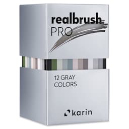 Karin Realbrush Pro Markers - Grey Colors, Set of 12, box closed