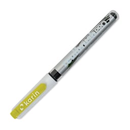 Karin Realbrush Pro Marker - Sulphur Yellow, 4 mm, Brush Tip, cap on