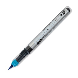 Karin Realbrush Pro Marker - Cyan, 4 mm, Brush Tip, cap off