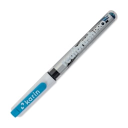 Karin Realbrush Pro Marker - Cyan, 4 mm, Brush Tip, cap on