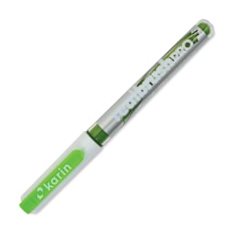 Karin Realbrush Pro Marker - Neon Yellow Green, 4 mm, Brush Tip, cap on