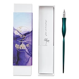 Tom's Studio Flourish Straight Calligraphy Dip Pen - Ivy, pen and packaging