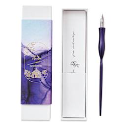 Tom's Studio Flourish Straight Calligraphy Dip Pen - Iris, pen and packaging
