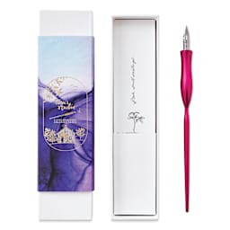 Tom's Studio Flourish Straight Calligraphy Dip Pen - Mulberry, pen and packaging