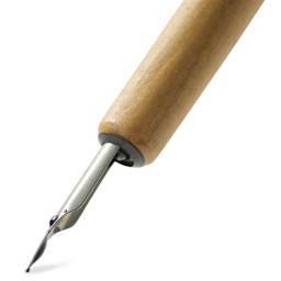 Kakimori Pen Dip Nib - Stainless Steel, inserted in wooden penholder (not included)