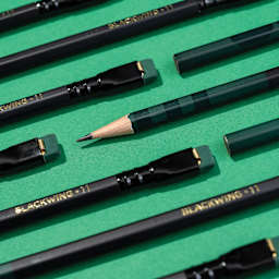 Blackwing Volumes 11 The Bill Russell Pencil - Pkg of 12, laid out showing details on pencil