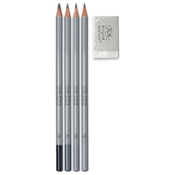 Winsor & Newton Studio Collection Graphite Pencils - Set of 4 with Eraser, out of packaging
