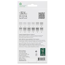 Winsor & Newton Studio Collection Graphite Pencils - Set of 12, Medium, back of the packaging