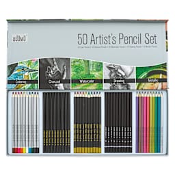 Duomo Artist's Mixed Media Pencils - Set of 50 (close-up of open box)