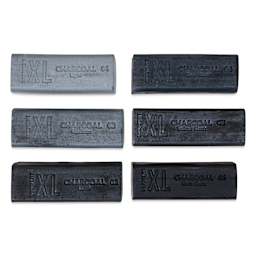 Derwent Charcoal XL Blocks - Assorted, Set of 6, contents laid out