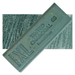 Derwent Tinted Charcoal XL Block - Forest Pine, swatch and block