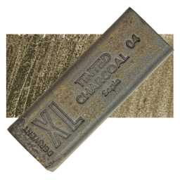 Derwent Tinted Charcoal XL Block - Sepia, swatch and block