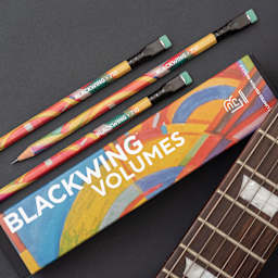 Blackwing Volumes 710 The Jerry Garcia Pencil - Pkg of 12, three pencils laid out next to box 