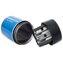 Staedtler Mars Lumograph Double Hole Pencil Sharpener - shavings chamber and blades
