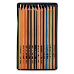 Lyra Graduate Colored Pencils - Set of 12 shown open in storage tin