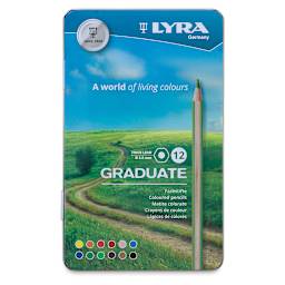 Lyra Graduate Colored Pencils - Top view of cover of Set of 12