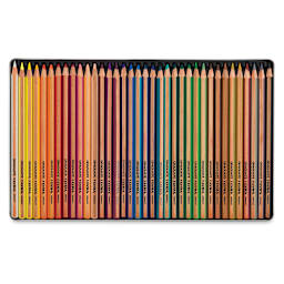 Lyra Graduate Colored Pencils - Set of 36 shown open in storage tin