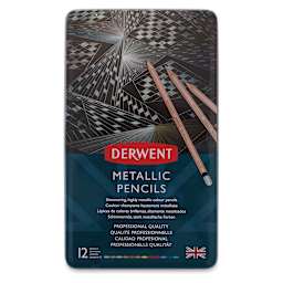 Derwent Professional Metallic Colored Pencils - Assorted Colors, Set of 12 (front of tin)