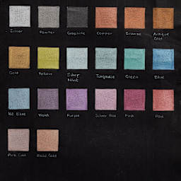 Derwent Professional Metallic Colored Pencils - Chart showing swatches of all available colors