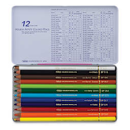 Holbein Artists' Colored Pencils - Basic Tones, Set of 12, Tin Box (open package)