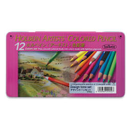 Holbein Artists' Colored Pencils - Design Tones, Set of 12, Tin Box (front of package)