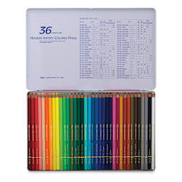 Holbein Artists' Colored Pencils - Assorted Tones, Set of 36, Tin Box (package open)