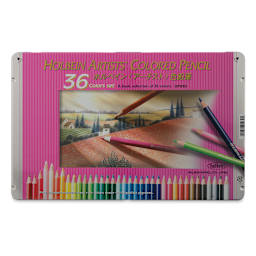 Holbein Artists' Colored Pencils - Assorted Tones, Set of 36, Tin Box (front of package)