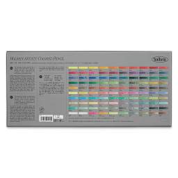 Holbein Artists' Colored Pencils - Assorted Tones, Set of 100, Cardboard Box (back of package)