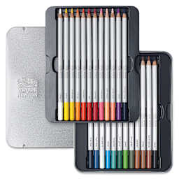 Winsor & Newton Studio Collection Colored Pencils - Set of 24, pencils inside tin case
