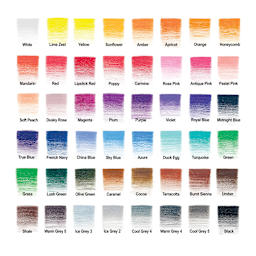 Winsor & Newton Studio Collection Colored Pencils - Set of 48, color chart of included colored pencils