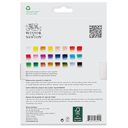 Winsor & Newton Studio Collection Watercolor Pencils - Set of 24, back of the packaging