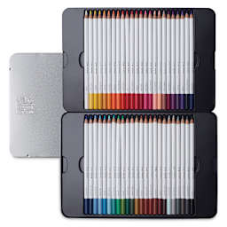 Winsor & Newton Studio Collection Watercolor Pencils - Set of 48, pencils shown inside tin case