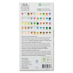 Winsor & Newton Studio Collection Watercolor Pencils - Set of 50, back of the packaging